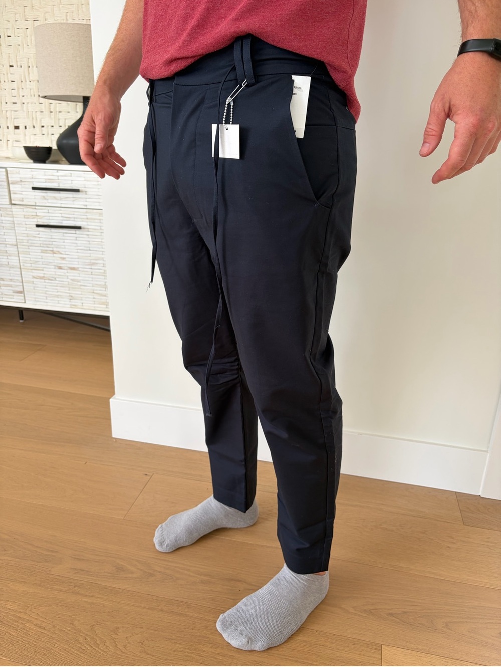 Men's Navy Loose Drop-crotch Chino - Comfortable Tailored Fit
